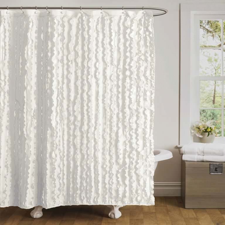 Image of: white fabric shower curtain