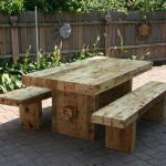 barn wood table with benches for outdoor
