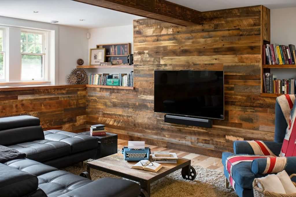 Image of: barn wood wall decor ideas for ceiling and fireplace walls