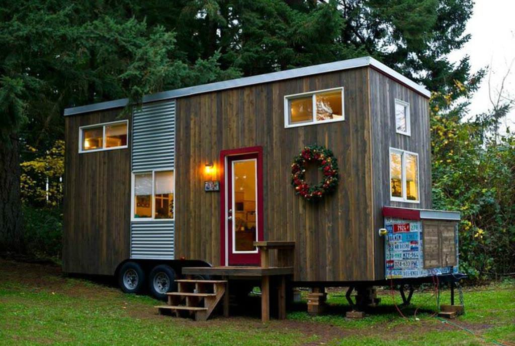 Image of: custom rustic tiny house on wheels