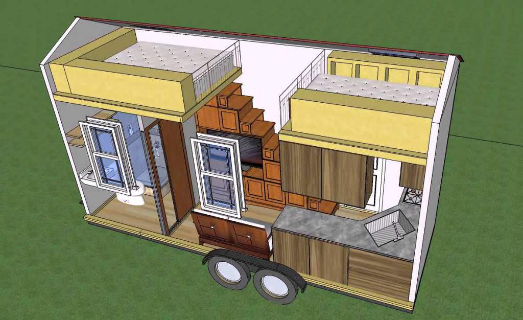 Image of: plans for tiny houses in 3d sketch model