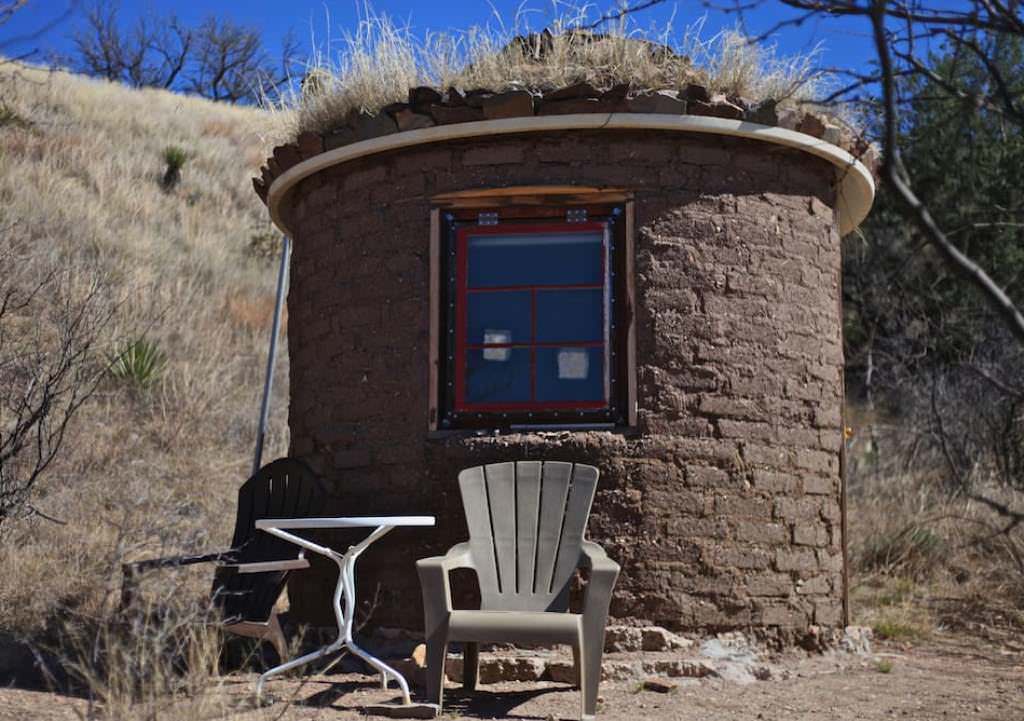 Image of: rustic stone round tiny house