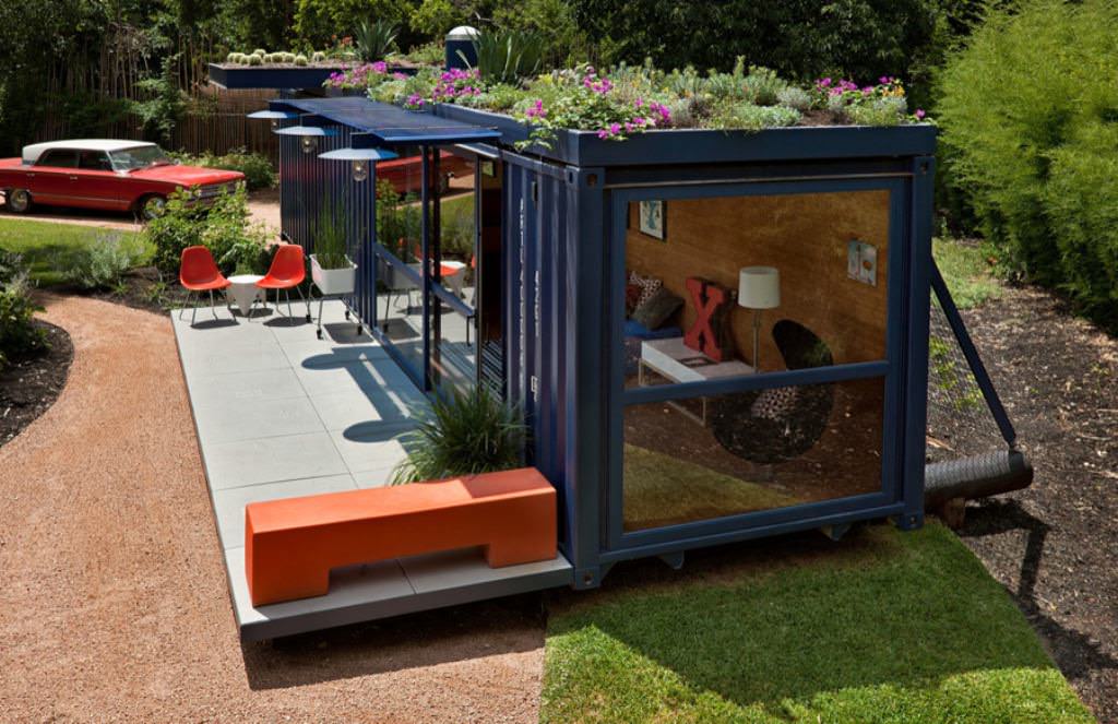 beautiful container tiny house idea with landscape