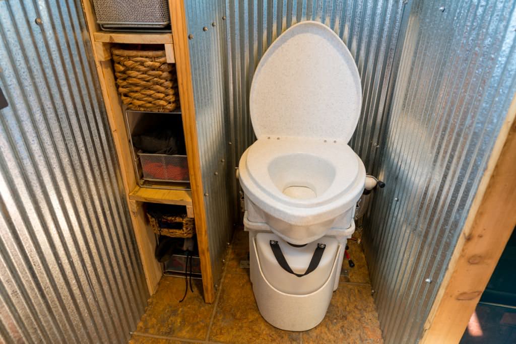Image of: composting toilet tiny house idea front view