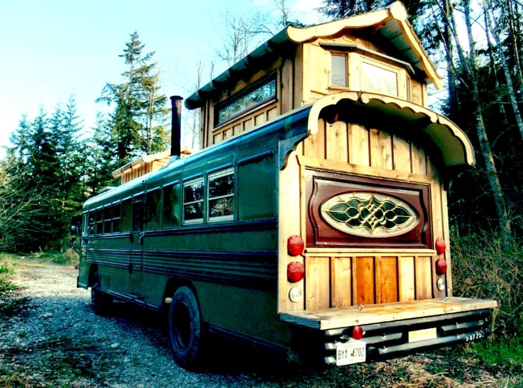 Image of: custom bus tiny house design