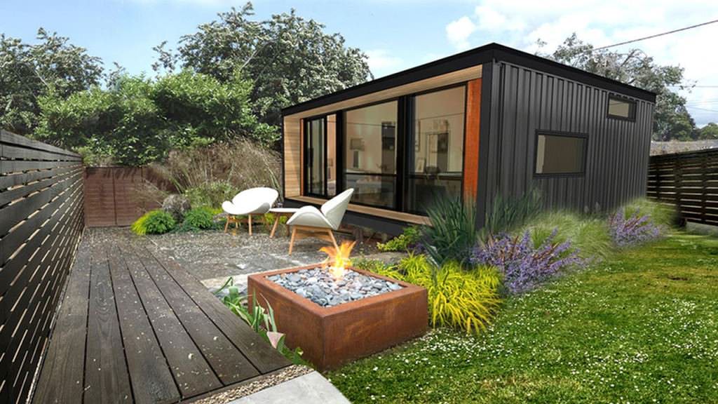 Image of: wonderful view container tiny house with landscaping
