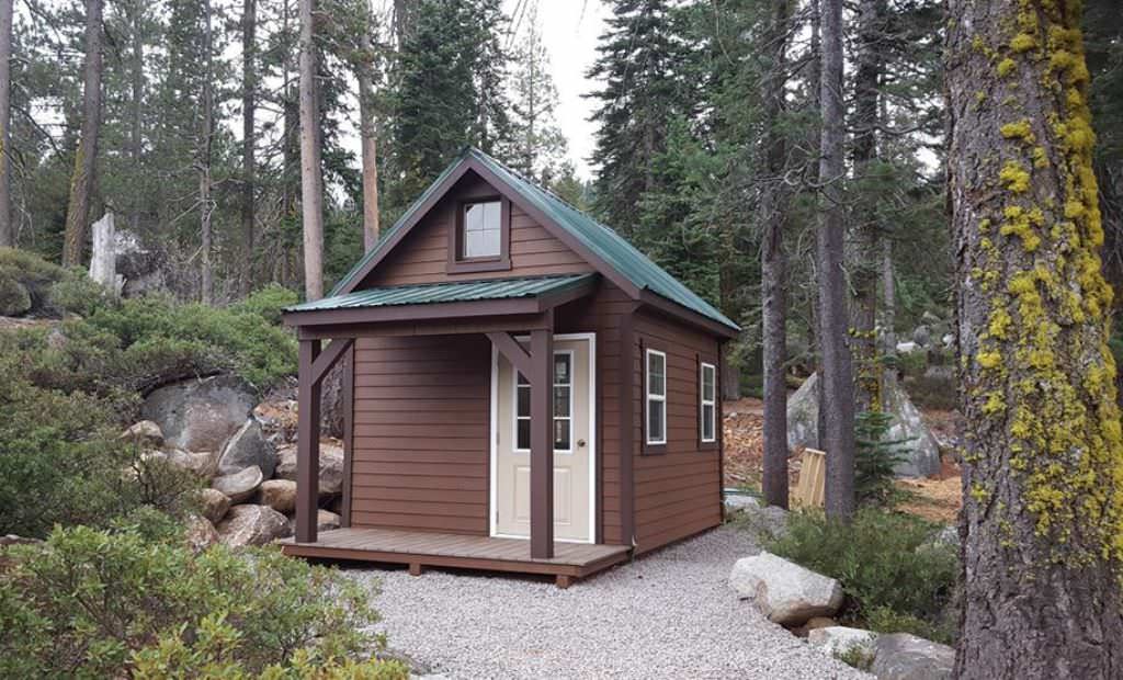 Image of: converting shed into tiny house with landscaping idea