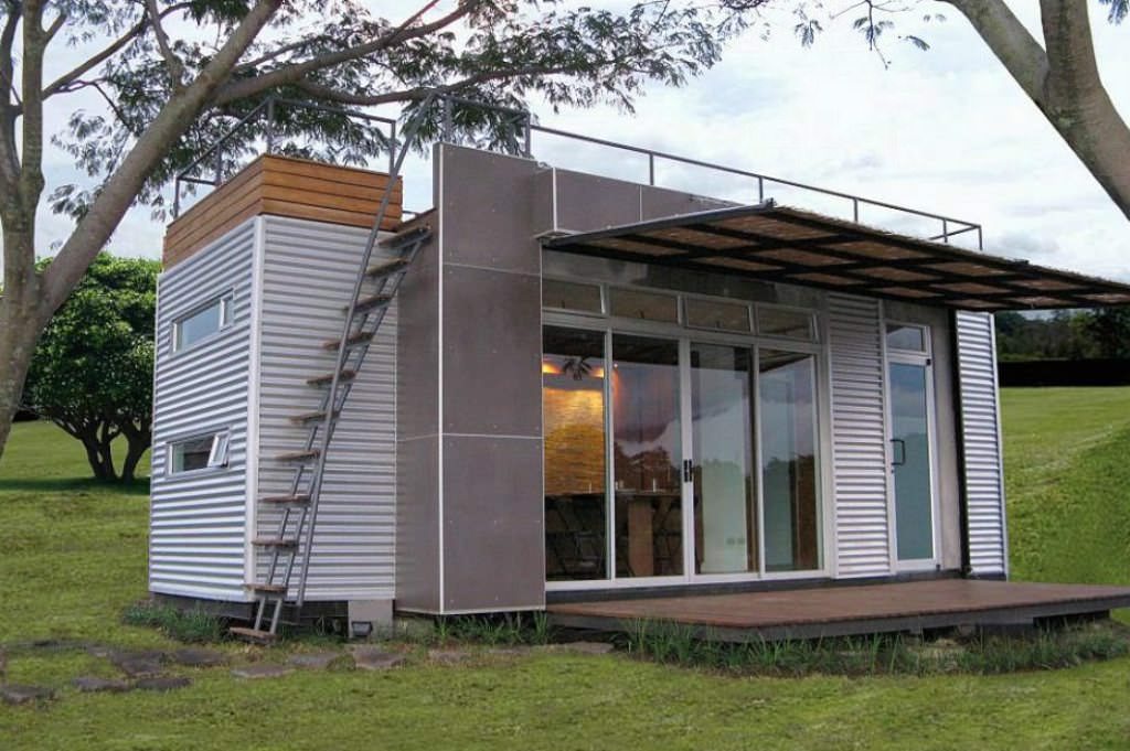 Image of: contemporary shipping tiny house design