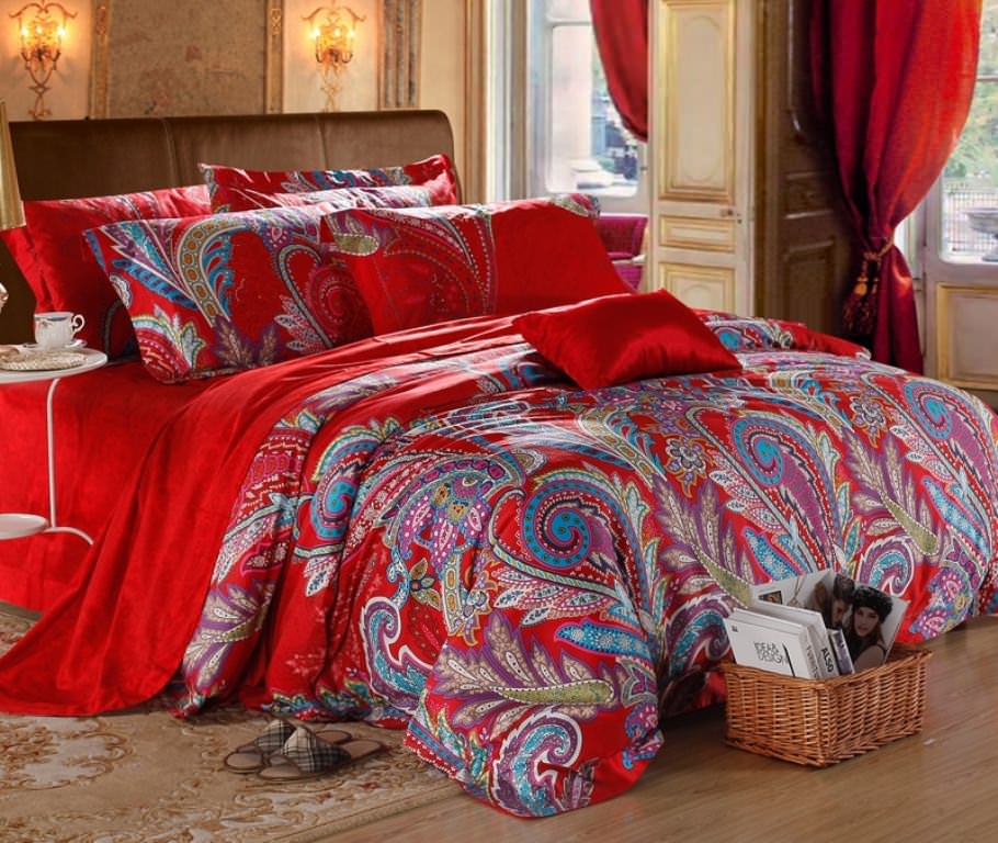 Image of: Red Paisley Bedding
