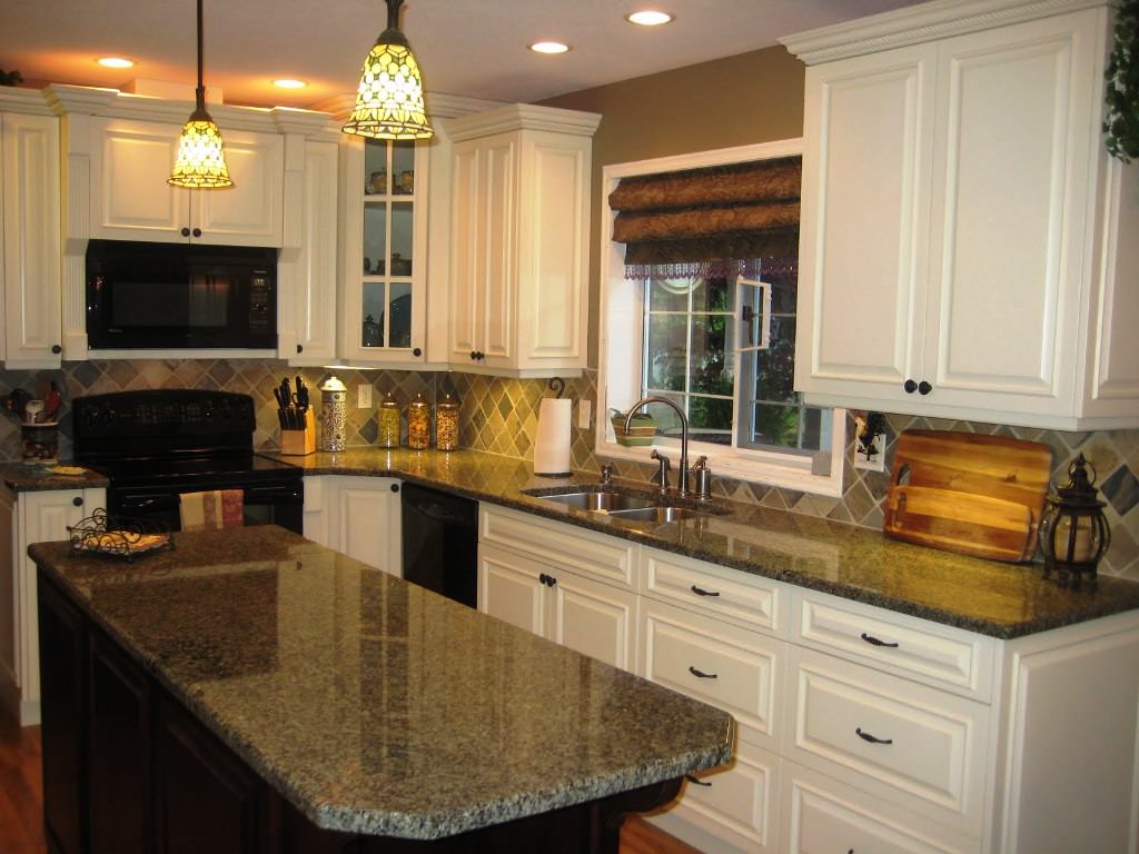Image of: cream cabinets with granite countertops