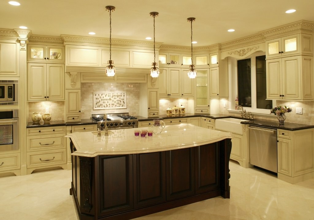 Image of: cream kitchen cabinets picture