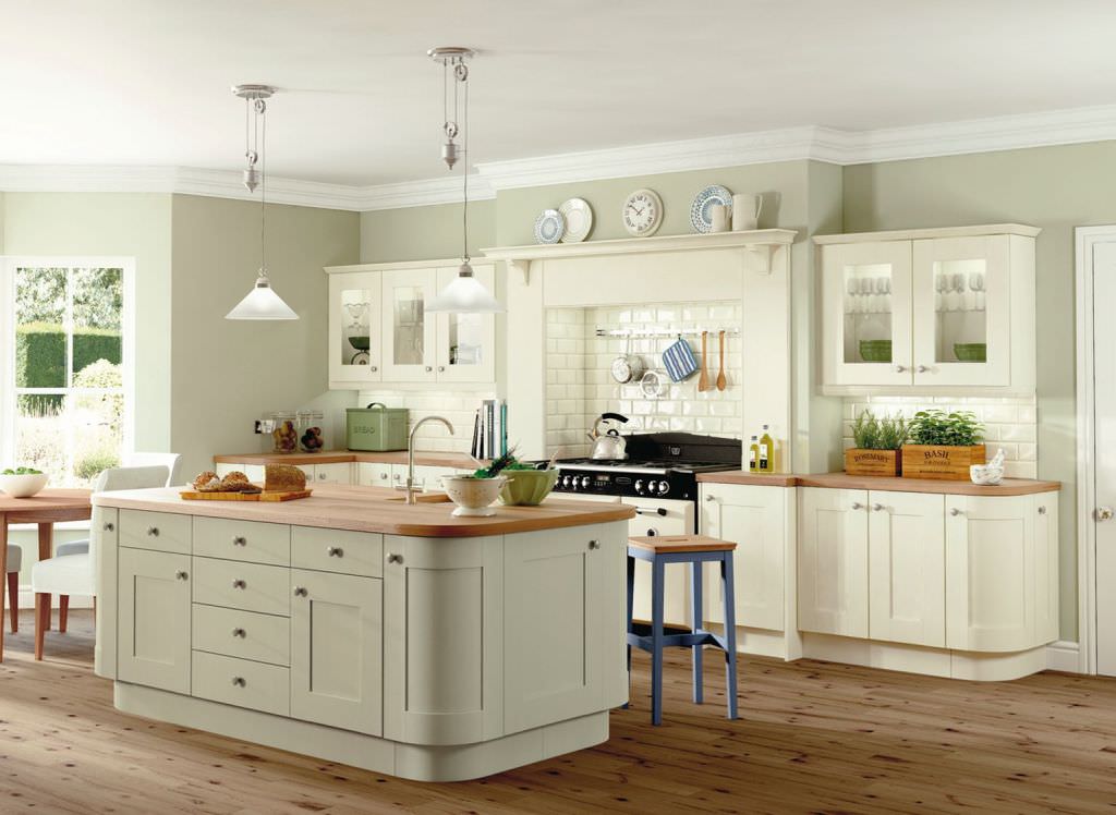 Image of: cream kitchen cabinets