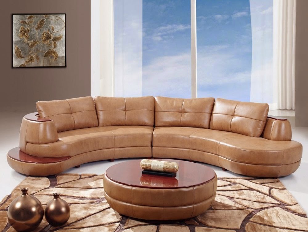 Image of: curved loveseat with ottoman
