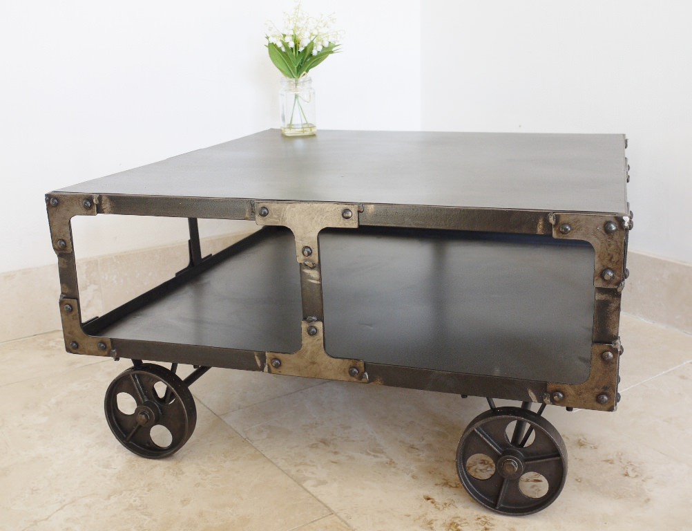 Image of: square coffee table on wheels
